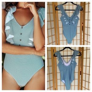Cupshe Ruffled Striped OnePiece Swimsuit SZ S NWT